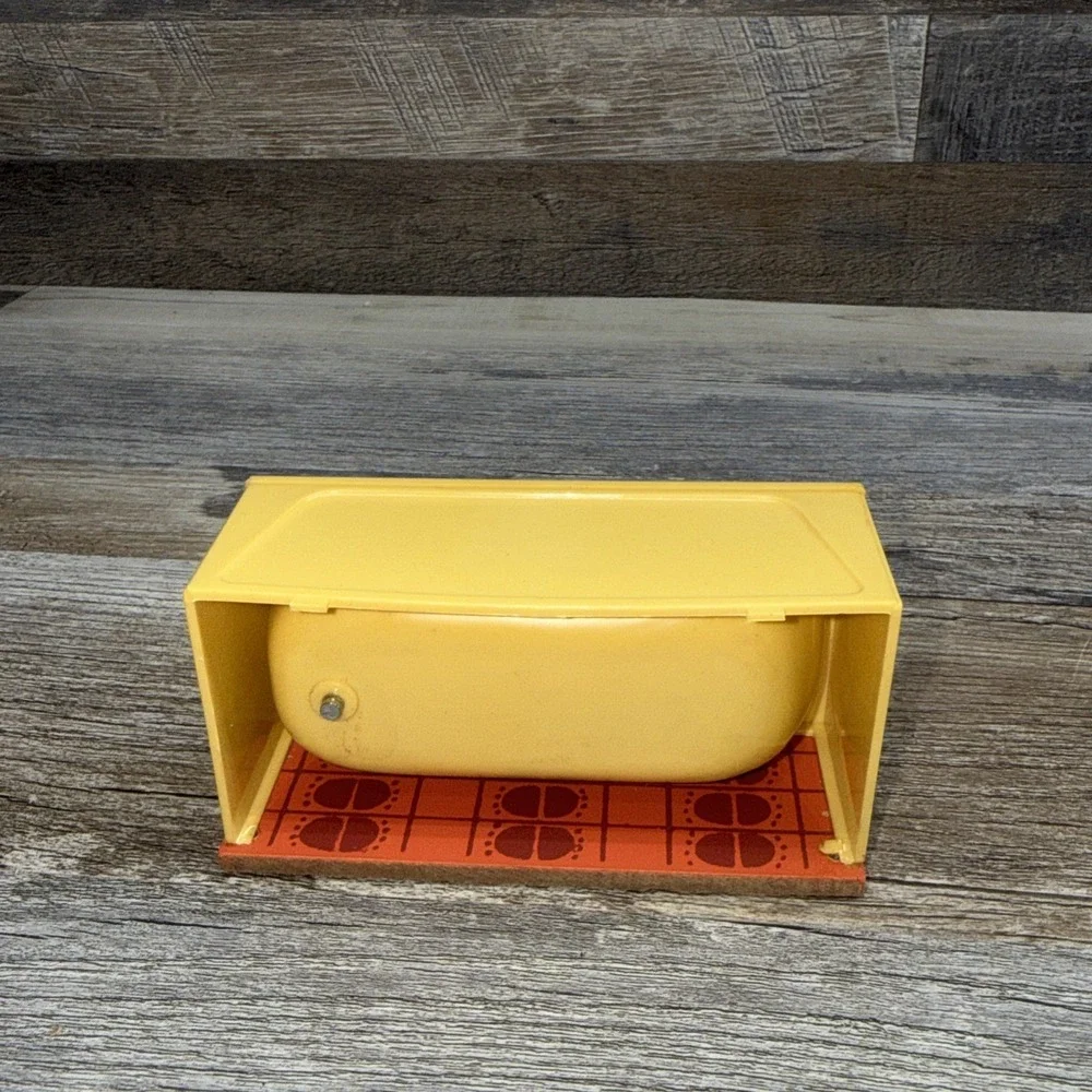 Vintage Lundby Doll House Yellow Bathtub Bathroom 1970s